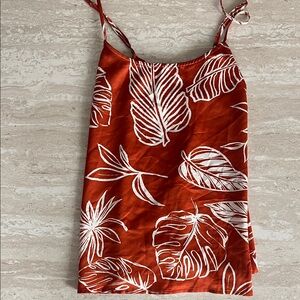 Forever 21 Rust Orange Floral Print Satin Cami